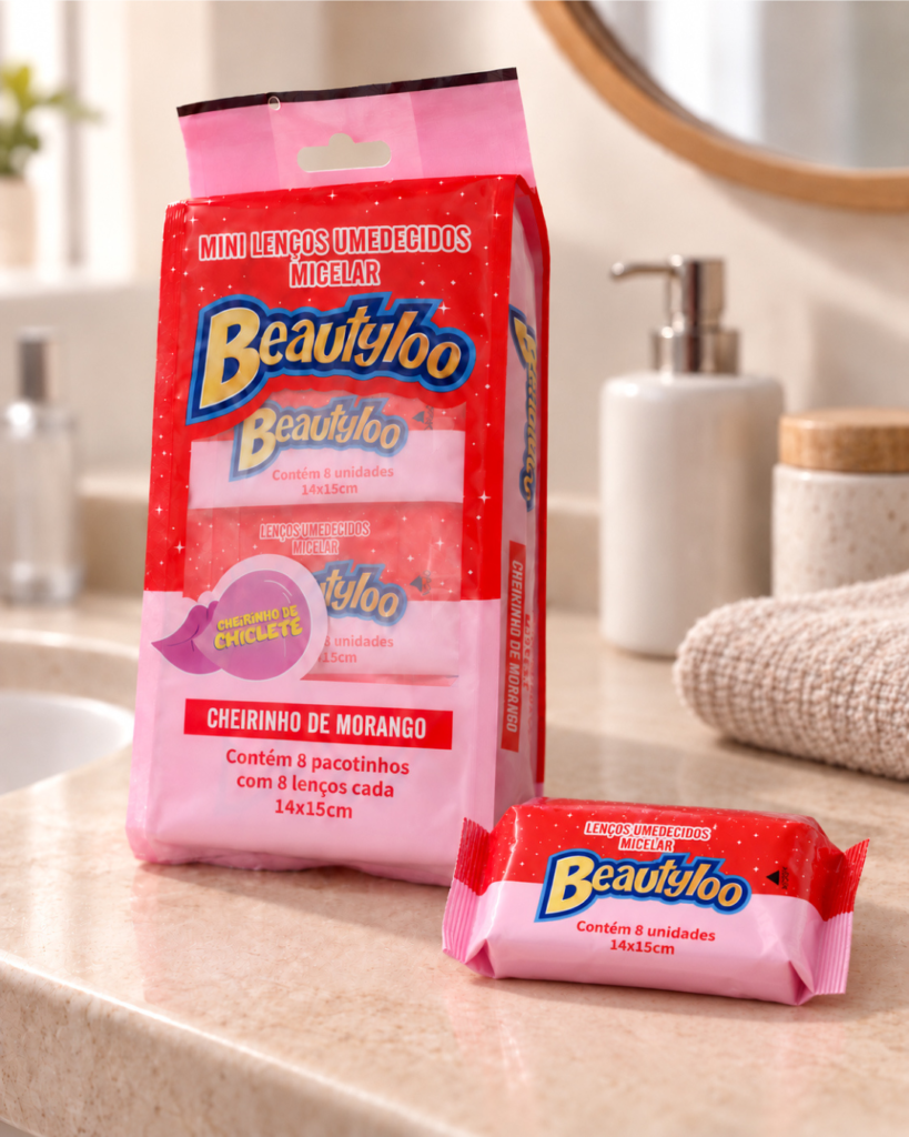 Mini Lenços Umedecidos Micelares Beautyloo – 8 Pacotinhos
